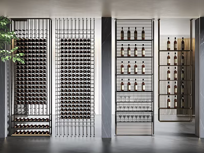 Modern Luxury Wine Cabinet Design With Metal Frame And Glass Doors Holding Wine Bottles 3d model