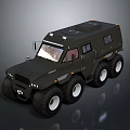 Military Green Off Road Vehicle With Six Wheels And Armored Body