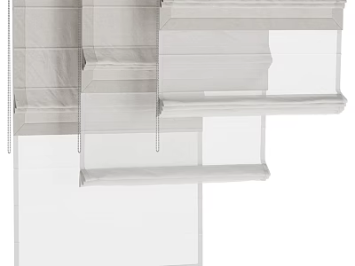 Modern White Window Curtains With Folded Design For Home Interior Decoration 3d model
