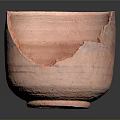 Hand Carved Red Ceramic Bowl With Textured Surface And Chipped Edges 3d model