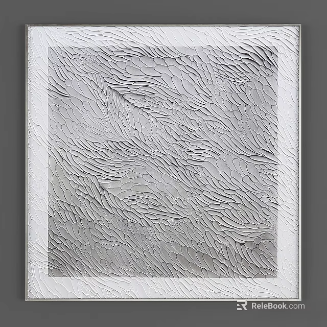 Modern White Photo Frame With Textured Surface And Decorative Design 3d model 