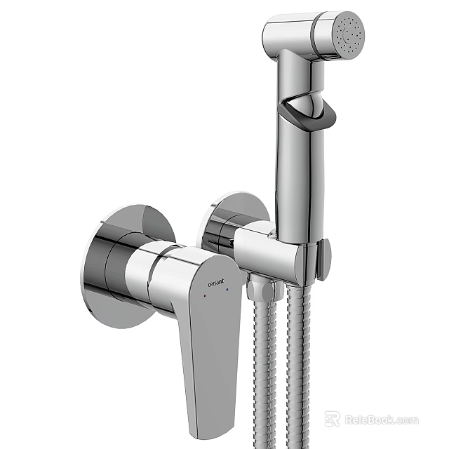 Modern Chrome Shower Head With Handheld Sprayer And Wall Mounted Faucet 3d model 