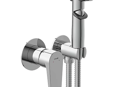 Modern Chrome Shower Head With Handheld Sprayer And Wall Mounted Faucet 3d model