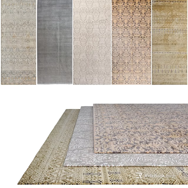 Square Rugs With Various Patterns And Neutral Tones For Home Decor 3d model 