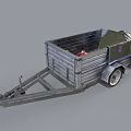 Metal Cargo Trailer With Green Tarp Cover Open Bed And Hitch Wheels