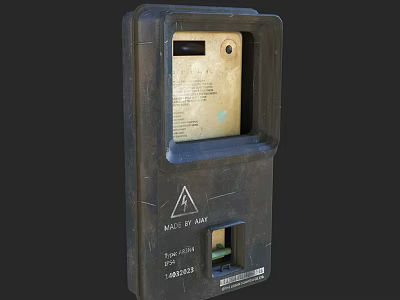 Household Utility Device With Transparent Window And Keep Away Warning Sign 3d model