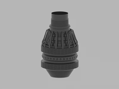 Black Industrial Mechanical Part With Cylindrical Design Grille Pattern And Ring Details 3d model