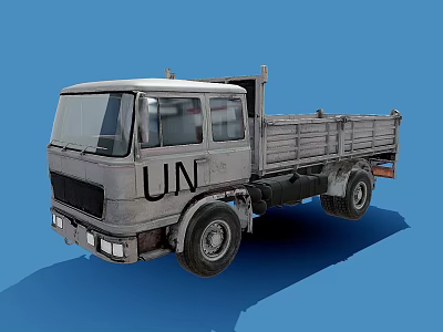 UN Marked Gray Flatbed Truck Featuring Military Style Exterior Design 3d model