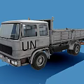 UN Marked Gray Flatbed Truck Featuring Military Style Exterior Design