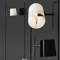 Modern Floor Lamp With Black Metal Frame And White Illuminated Shade