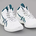 ASICS White High Top Basketball Shoes With Blue Accent And Comfortable Design