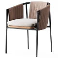 Modern Fabric Backrest Dining Chair With Black Metal Frame And Wooden Seat