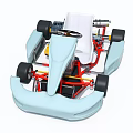 Detailed Blue Go Kart Design With White Seat Red Frame And Yellow Engine 3d model