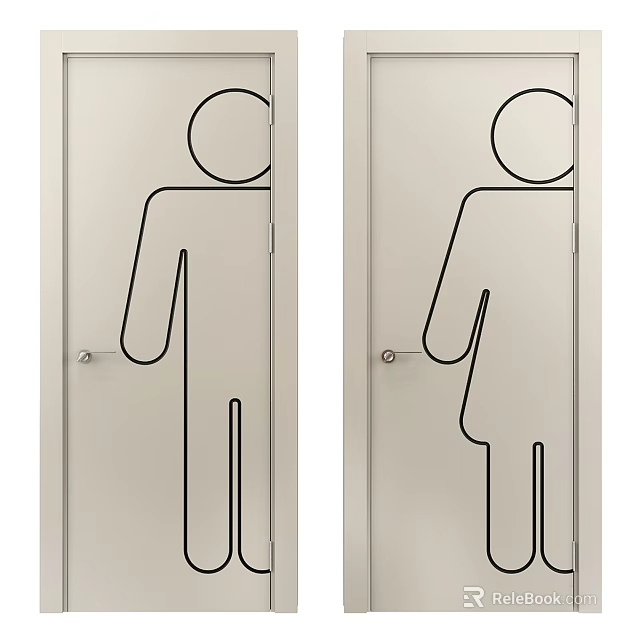 Swing Doors With Male And Female Icons For Public Restroom Facilities 3d model 
