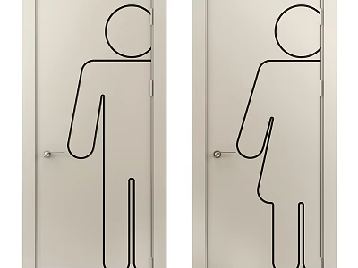 Swing Doors With Male And Female Icons For Public Restroom Facilities 3d model