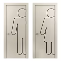 Swing Doors With Male And Female Icons For Public Restroom Facilities