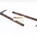 Two Vintage Pickaxe Weapons With Brown Wooden Handles And Metal Heads