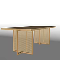 Modern Wooden Dining Table With Woven Panel Legs And Sleek Design 3d model
