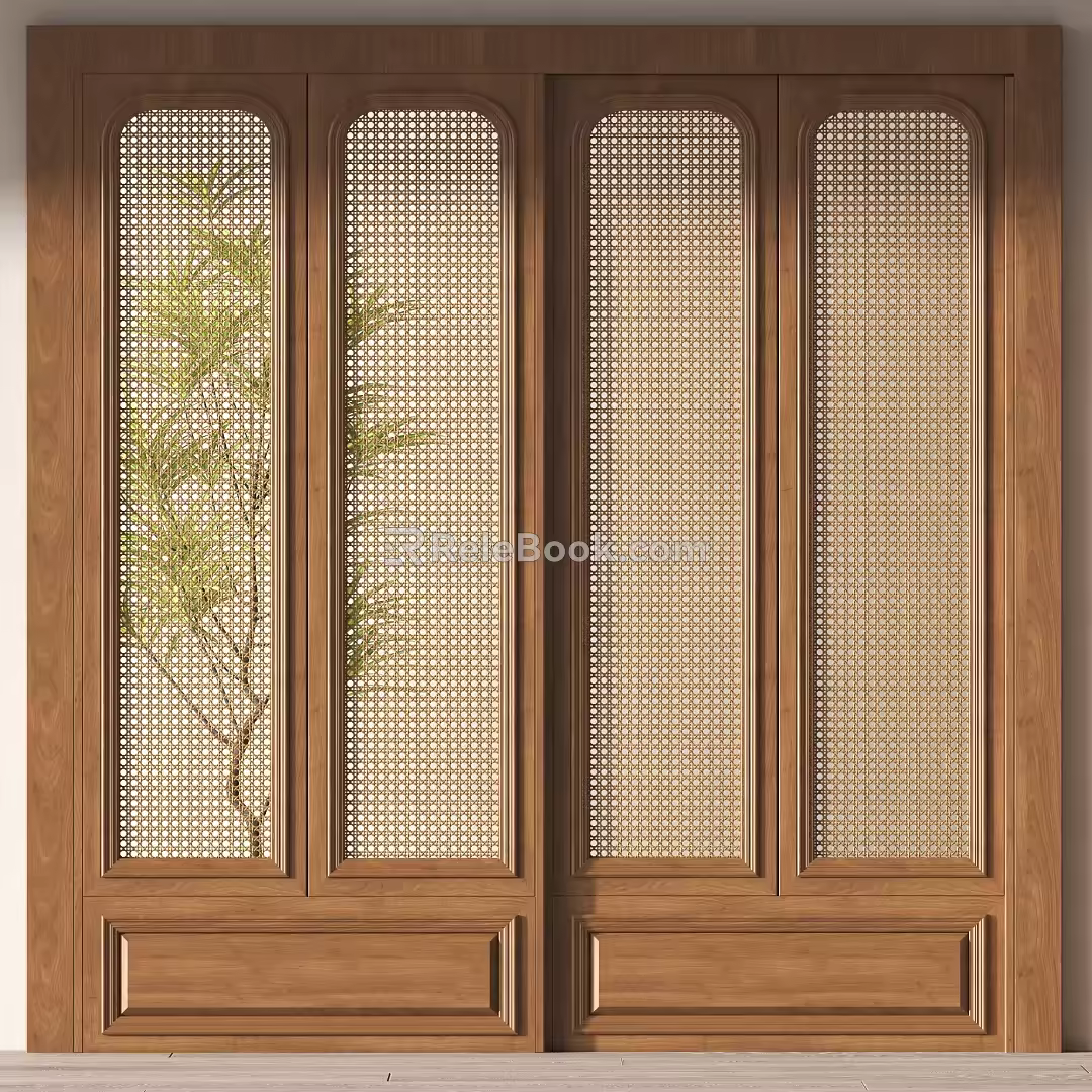 Middle-style sliding door 3d model