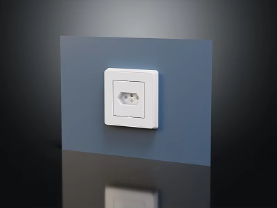 White Switch Panel Mounted On Blue Wall With Modern Minimalist Design 3d model