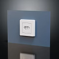 White Switch Panel Mounted On Blue Wall With Modern Minimalist Design 3d model