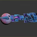 Cute Pink Game Movie Character Surrounded By Glowing Blue Purple Crystal Rings And Celestial Sphere