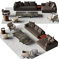 Modern Sofa Coffee Table Set With Accent Chairs Stools And Side Tables 3d model