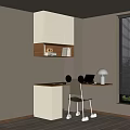 Modern corner desk and chair combination hanging cabinet computer 3d model