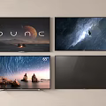 Four Modern 55 Inch TVs Displaying Dune Movie Starry Sky And Landscape Scenes