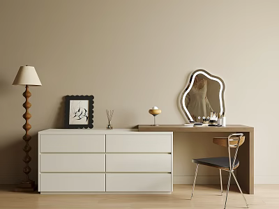 Dressing Table Middle Ancient Dressing Table Cream Simple Dressing Table Finished Dressing Table Cosmetic Ornaments 3d model