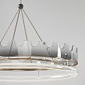 Modern Elegant Circular Glass Chandelier With Brass Metal Frame And Decorative Design Details