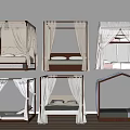 Various Bed Canopy Designs For Bedroom With Wooden Frames And Soft Curtains