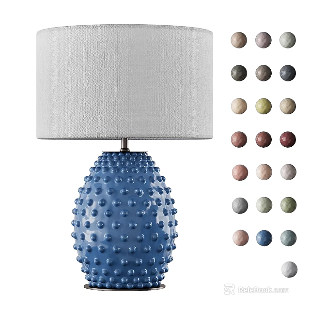 Blue Textured Base Table Lamp With White Lampshade And Multiple Color Options 3d model