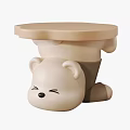 Cute Bear Shaped Stools With Light Brown Round Seat And Adorable Smiling Face Design