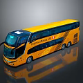 Yellow Double Decker Bus by Express Motors SA with Upper Deck And Large Windows 3d model