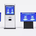 Public Facility Modern Self Service Kiosks With Blue Screen And Service Icons
