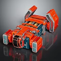 Orange And Blue Interstellar Spacecraft Module With Open Compartments And Mechanical Components