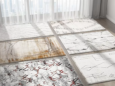 Square Rugs With Modern Abstract Patterns And Neutral Tones For Living Room Decor 3d model