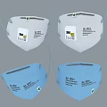 Different Style Protective Masks Worn On Mannequin Heads With Blue And White Designs