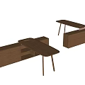Modern Wooden Desk Design With Cabinet Drawers And Different Layout Structures 3d model