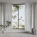 Modern Curtain Floor-to-Floor Window Curtain Window Screen Window Sofa Stool Floriculture Ornaments Curtain Pleated Curtain Fabric Yarn 3d model