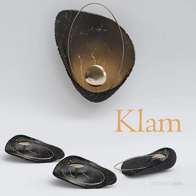 Klam Wall Lamps With Modern Design Unique Shape Black And Gold For Home Decorative Lighting 3d model 