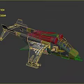 Yellow Gray Winged Interstellar Spaceship With Futuristic Emblem For Space Missions