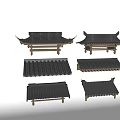 Chinese Architectural Components Featuring Traditional Roof Eave Designs And Tile Structures 3d model