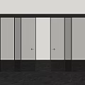 Modern Black Frame Glass Sliding Door With Transparent Panels For Interior 3d model