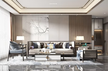 New Chinese Living Room 3d model