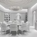 Luxurious Private Dining Room With Round Chandelier Colorful Chairs Floral Decor And Golden Accents
