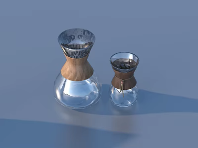 Pair of Glass Kitchen Containers With Metal Tops And Wooden Bases For Seasoning 3d model