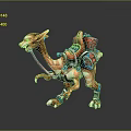Fantasy Camel Mount With Red And Blue Decorative Armor And Gear Details
