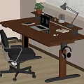 Modern Log Style Computer Desk Office Desk 3d model